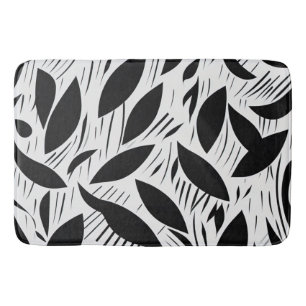 Modernes Schwarz-Weiß-Minimalistisches Leaf-Muster Badematte
