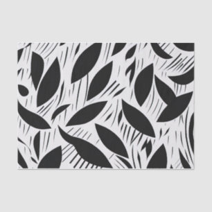 Modernes Schwarz-Weiß-Minimalistisches Leaf-Muster Seidenpapier