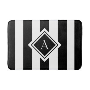 Modernes Schwarz-Weiß-Monogramm Badematte