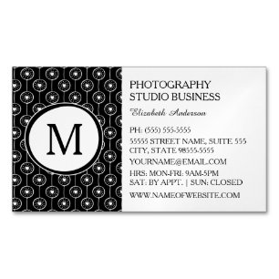 Modernes Schwarz-Weiß-Monogramm-Herz-Muster Magnetische Visitenkarte