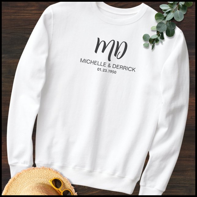 Modernes Schwarz-Weiß-Monogramm-Musikband und Name Sweatshirt (Von Creator hochgeladen)