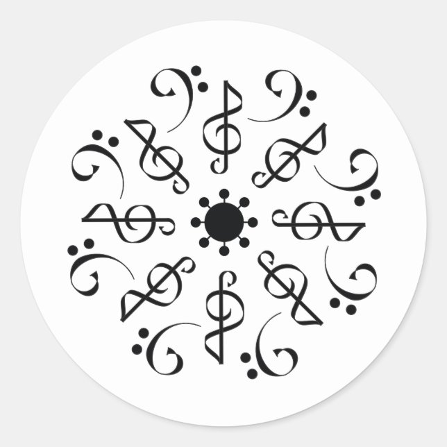 Modernes Schwarz-Weiß-Musikmuster Classic Round S Runder Aufkleber (Vorderseite)