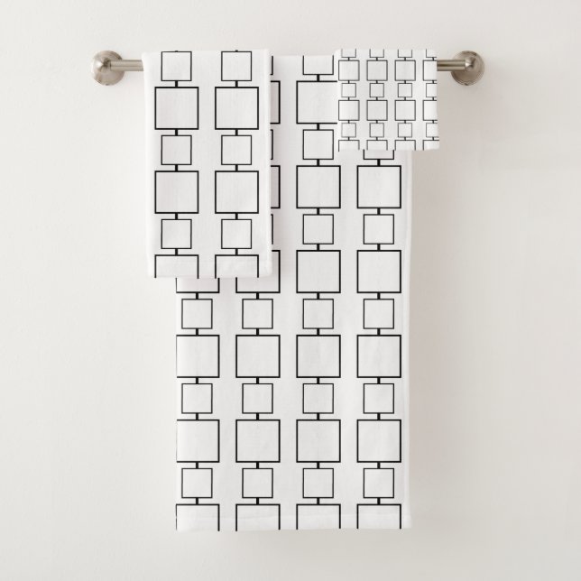 Modernes Schwarz-Weiß-Muster Badhandtuch Set (Insitu)