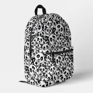 Modernes Schwarz-Weiß-Muster mit süßem Panda-Bären Bedruckter Rucksack