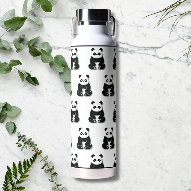 Modernes Schwarz-Weiß-Panda-Muster Trinkflasche (Von Creator hochgeladen)
