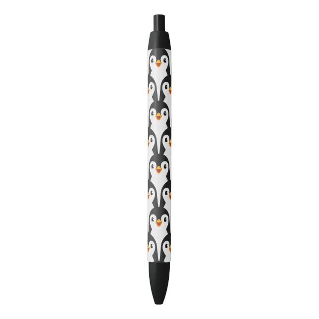 Modernes Schwarz-Weiß-Pinguin-Muster Kugelschreiber (Vorderseite Vertikal)