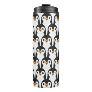 Modernes Schwarz-Weiß-Pinguin-Muster Thermosbecher