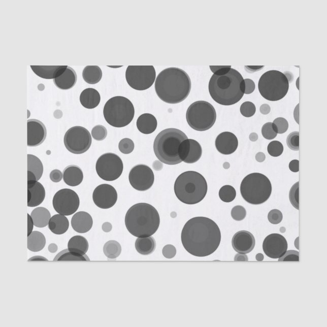 Modernes Schwarz-Weiß-Polka-Dot-Bubbles-Party Seidenpapier (Vorderseite)