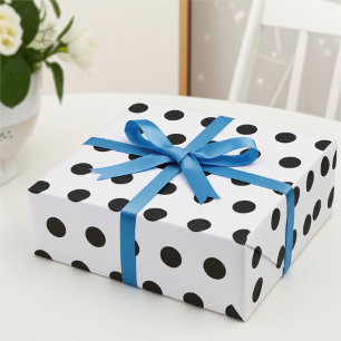 Modernes Schwarz-Weiß-Polka-Punktmuster Geschenkpapier