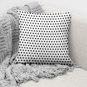 Modernes Schwarz-Weiß-Polka-Punktmuster Kissen