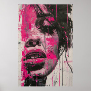 Modernes Schwarz-weiß rosa, Abstraktes Maler-Po Poster