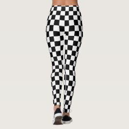 Modernes Schwarz-Weiß-Schachbrettmuster Leggings