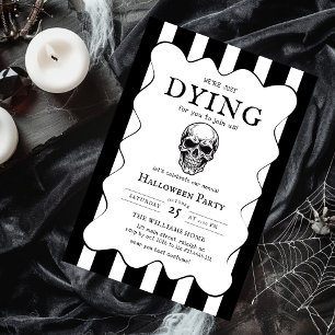 Modernes Schwarz-Weiß-Schädel-Halloween-Party Einladung