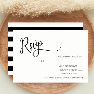 Modernes Schwarz-Weiß-UAWG-Menü RSVP Karte