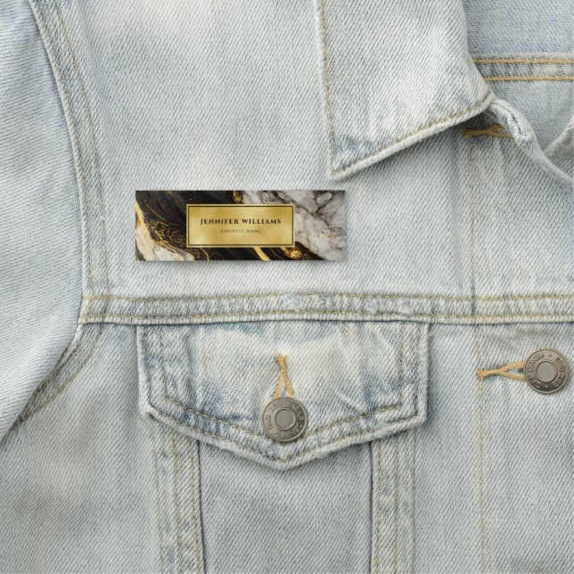 Modernes Schwarz-weiß- und Goldmarmor Namensschild (Beispiel)