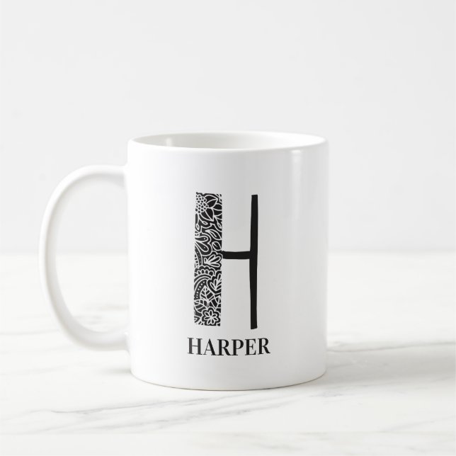 Modernes Schwarz-Weiß-Ursprüngliches Kaffeetasse (Links)