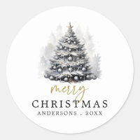 Modernes Schwarz-Weiß-Weihnachtsbaum-Party