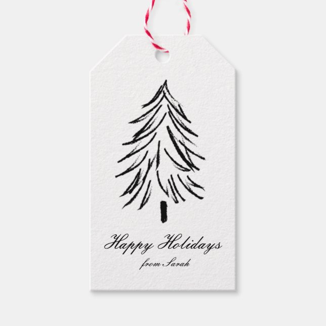 Modernes Schwarz-Weiß-Weihnachtsgeschenk-Tag Geschenkanhänger (Vorderseite)