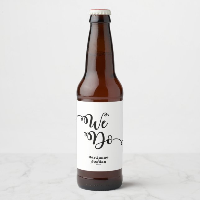 Modernes, Schwarz & Weiß "Wir tun" Bierflaschenetikett (Vorderseite)