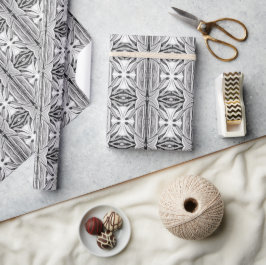 Modernes Schwarz-weißes Abstraktes geometrisches M Geschenkpapier