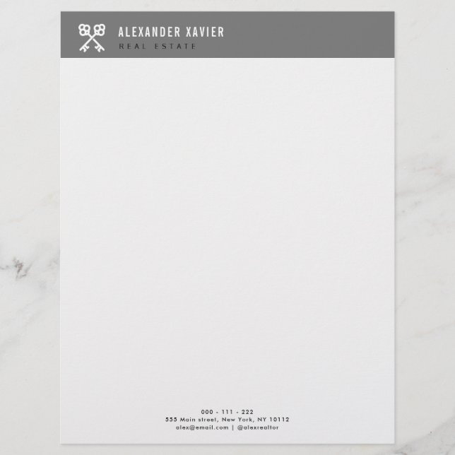 modernes Schwarz-weißes Anwesen Briefbogen (Vorderseite)