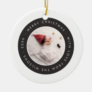 Modernes Schwarz-weißes Baby Foto Weihnachtsdekora Keramik Ornament