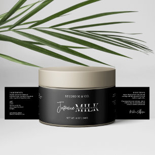 Modernes Schwarz-weißes Bath Body Jar Wrapper Labe