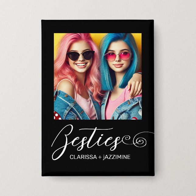 /Modernes Schwarz-weißes Bestie-Foto Personalisier Button (Vorderseite)