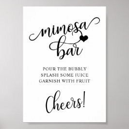 Modernes Schwarz-weißes Brautparty Party MIMOSA BA Poster