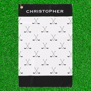 Modernes Schwarz-weißes Criss Cross Golf Clubs Mus Golfhandtuch