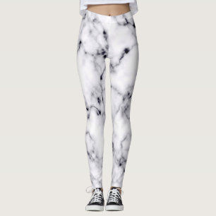 Modernes Schwarz-weißes Designer-Marmormuster Leggings