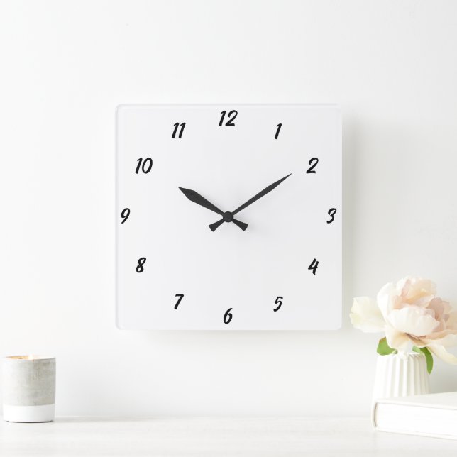 Modernes Schwarz-weißes, elegantes Farbgeschenk 20 Quadratische Wanduhr (Zuhause)