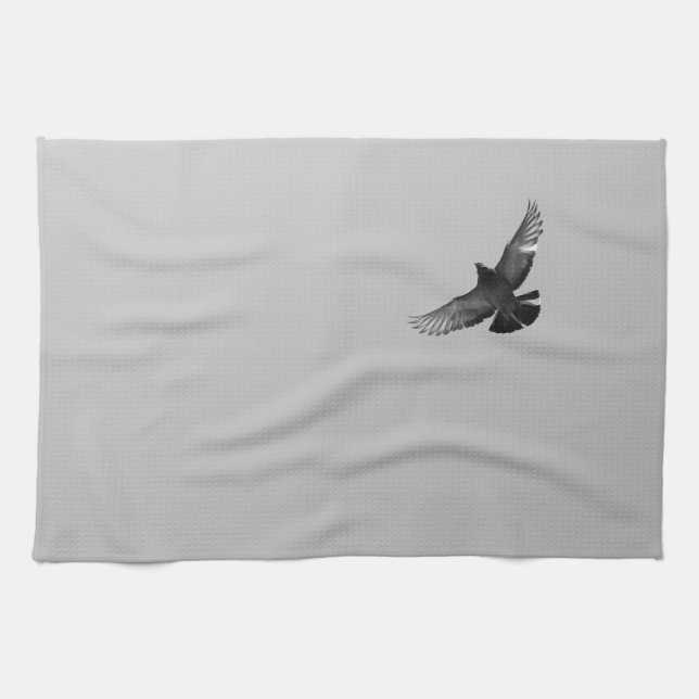 Modernes, Schwarz-weißes Foto für Vogeltauben Geschirrtuch (Horizontal)