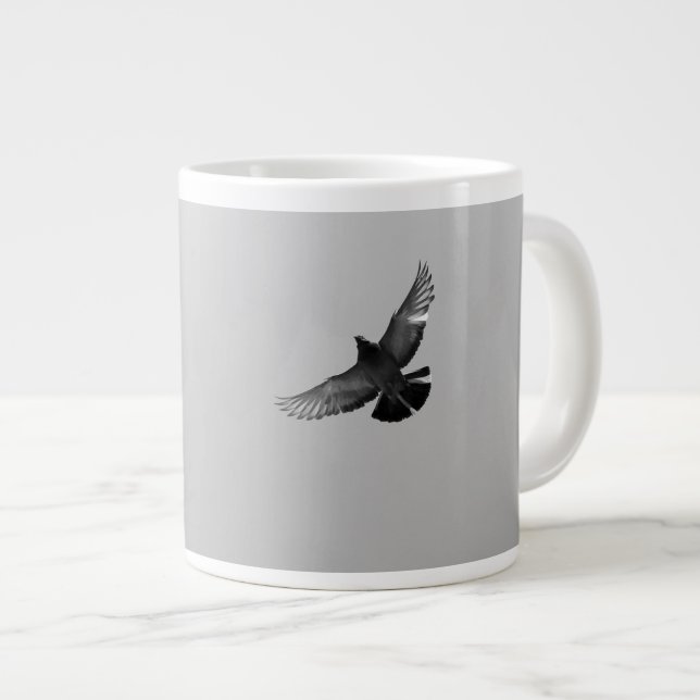 Modernes, Schwarz-weißes Foto für Vogeltauben Jumbo-Tasse (Vorderseite Rechts)