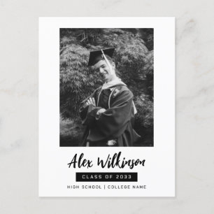 Modernes Schwarz-weißes Foto Minimalistischer Absc Einladungspostkarte