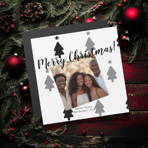 Modernes Schwarz-weißes Foto Weihnachtsmagnet Magnetkarte