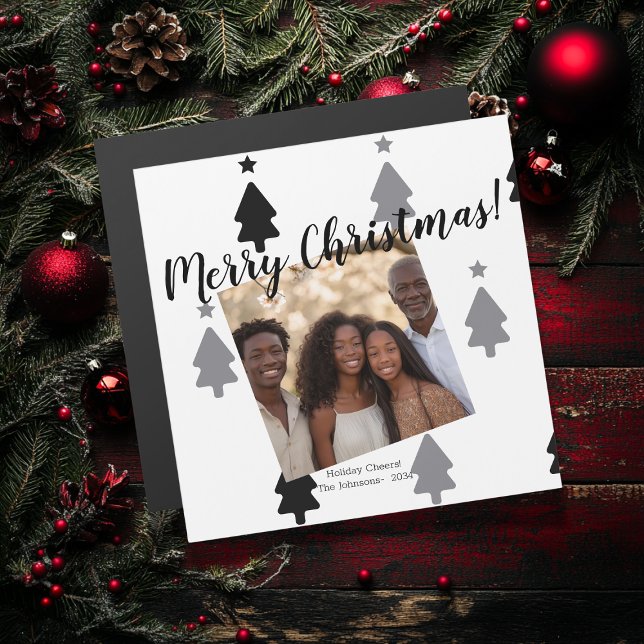 Modernes Schwarz-weißes Foto Weihnachtsmagnet Magnetkarte (Von Creator hochgeladen)