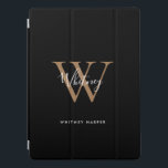 Modernes Schwarz-weißes Gold Script Monogram Name  iPad Pro Hülle<br><div class="desc">Elegante moderne schwarze Gold und weiße Skript Monogramm ipad pro Cover. Sie können den Namen und das Monogramm zunächst personalisieren,  um Ihr eigenes einzigartiges Design zu erstellen. Entwickelt von Thisisnotme©</div>