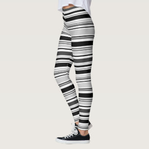 Modernes Schwarz-weißes graues Streifen-Muster Leggings
