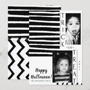 Modernes Schwarz-weißes Hochkontrast Halloween-Fot Einladung