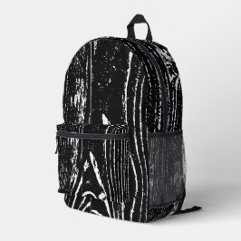 Modernes Schwarz-weißes Holzkörnchen Bedruckter Rucksack