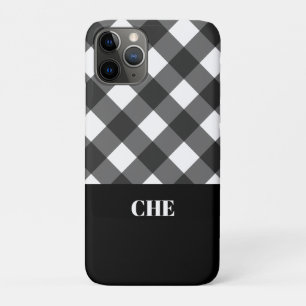 Modernes Schwarz-weißes Kariertes Monogramm Case-Mate iPhone Hülle