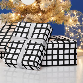 Modernes, Schwarz-weißes kariertes Rastermuster Geschenkpapier