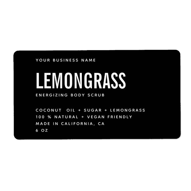 Modernes Schwarz-weißes Karosserieetikett (Vorne)