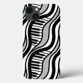 Modernes Schwarz-weißes Klavier Wavy Case-Mate iPhone Hülle