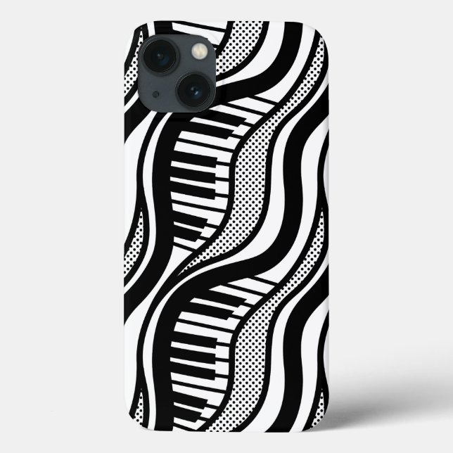 Modernes Schwarz-weißes Klavier Wavy Case-Mate iPhone Hülle (Rückseite)