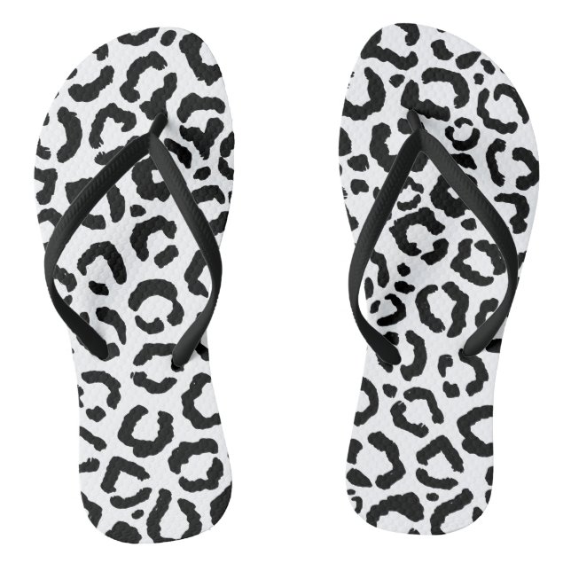 Modernes Schwarz-weißes Leopard-Muster für Tierdru Flip Flops (Fußbett)