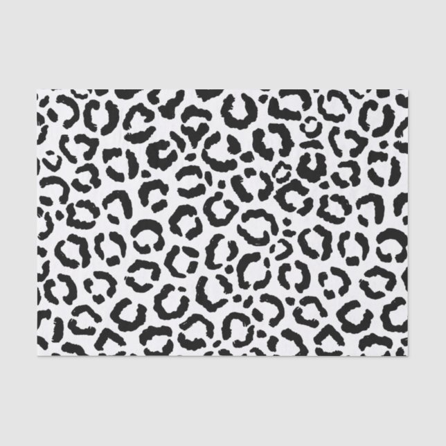 Modernes Schwarz-weißes Leopard-Muster für Tierdru Seidenpapier (Vorderseite)