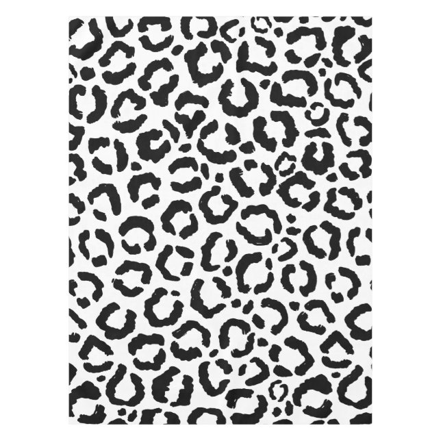 Modernes Schwarz-weißes Leopard-Muster für Tierdru Tischdecke (Vorderseite)