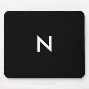 Modernes Schwarz-weißes Minimalistisches Monogramm Mousepad